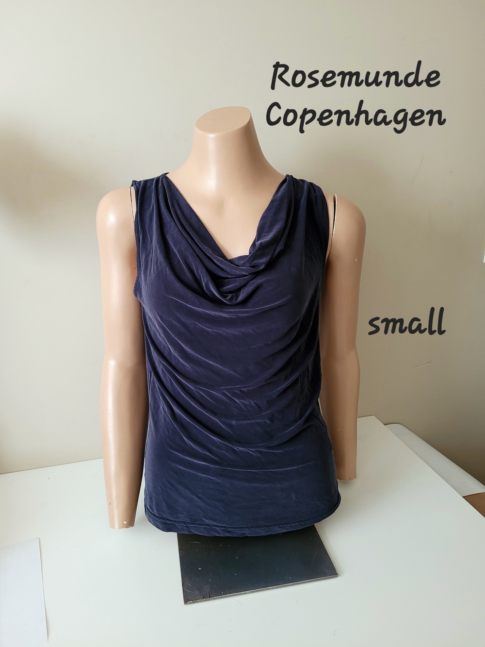Navy Cowl Neck Top - Small